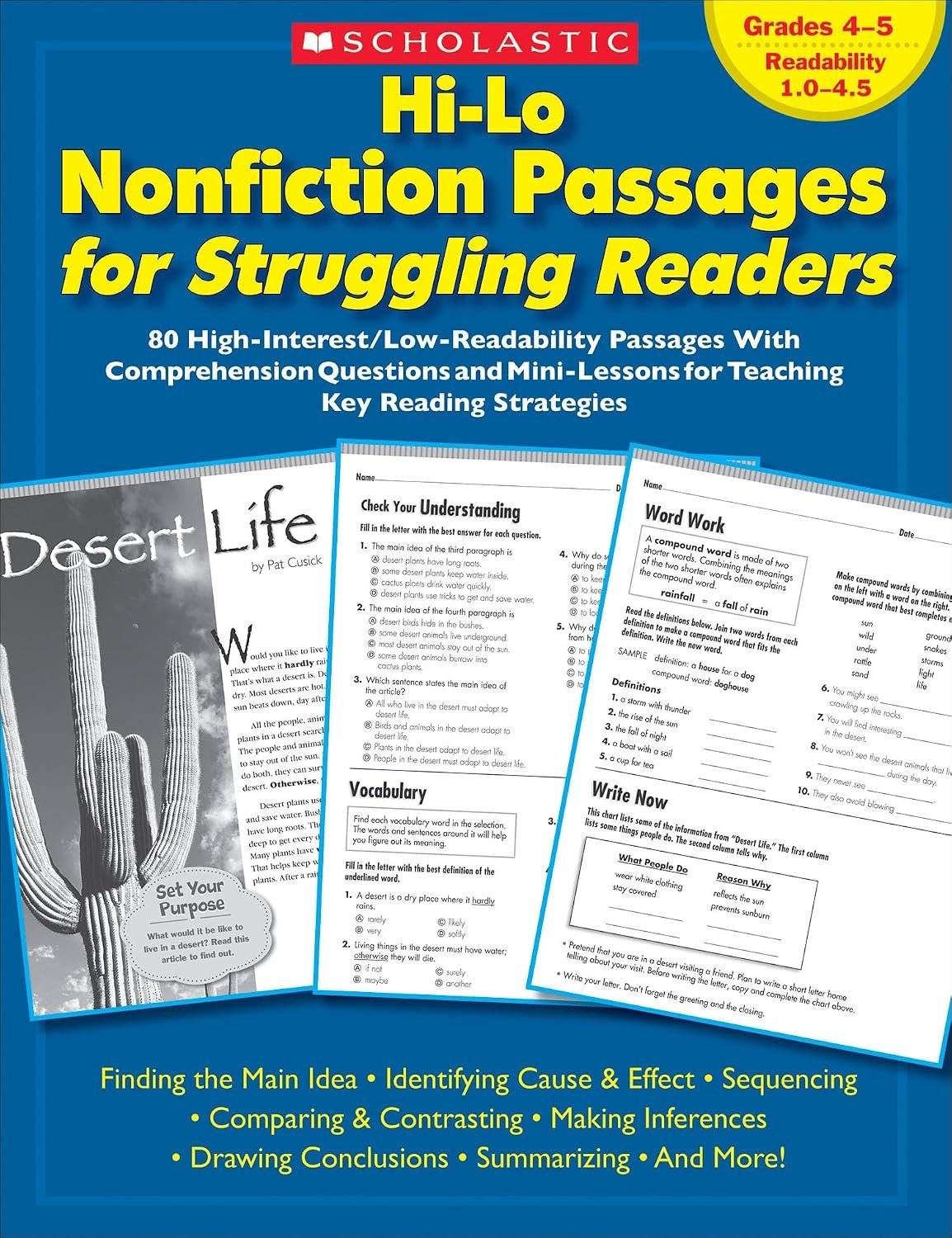 Hi-Lo Nonfiction Passages for Struggling Readers Grades 4-5 workbook cover