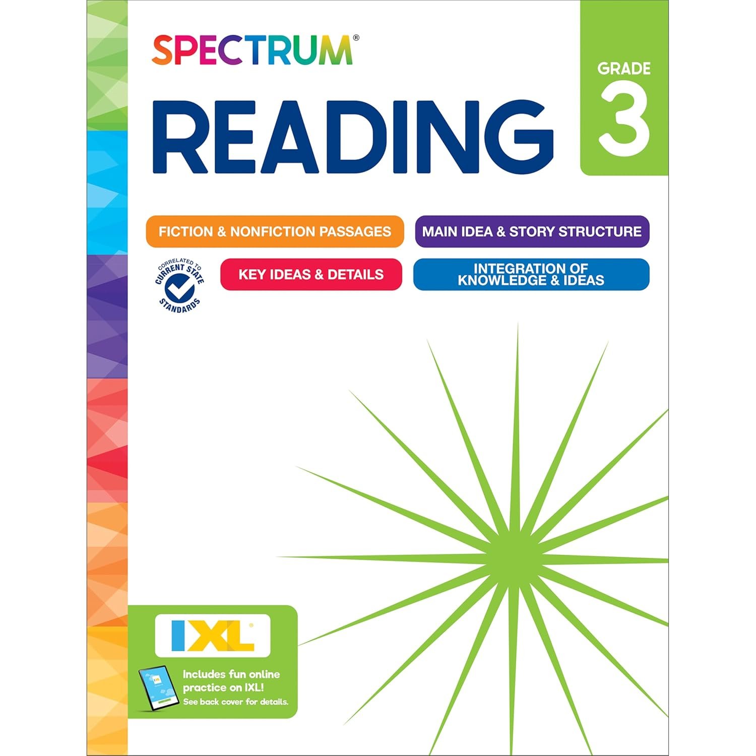 Spectrum Reading 3rd Grade Workbook cover showing colorful design