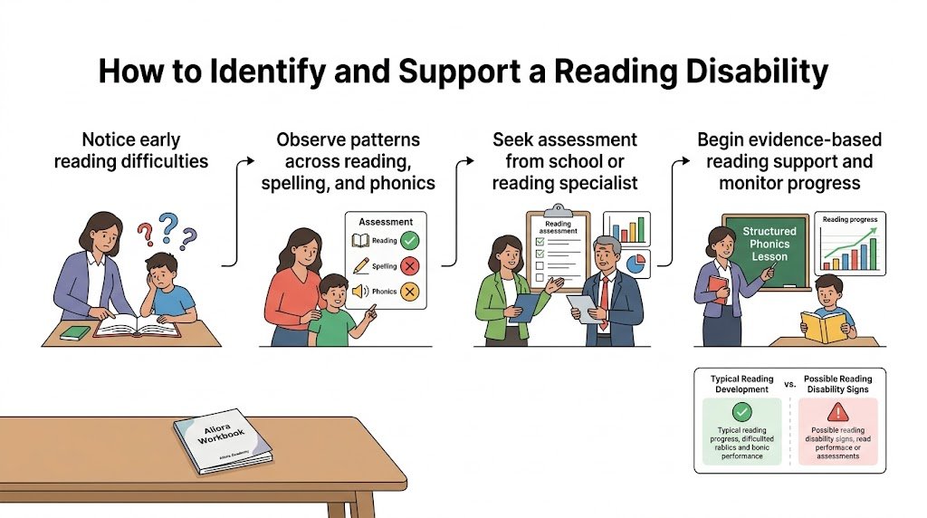 Parent and child working together with colorful reading materials at a kitchen table